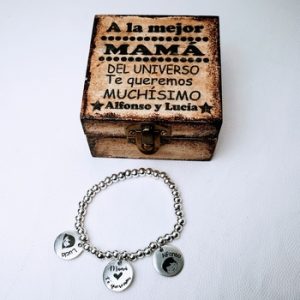 Pulsera bolas con chapa