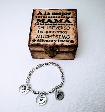 Pulsera bolas con chapa