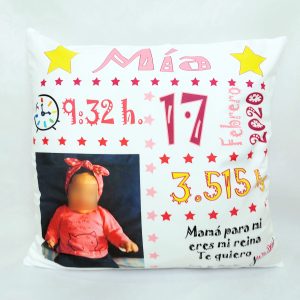Cojín datos tono rosa