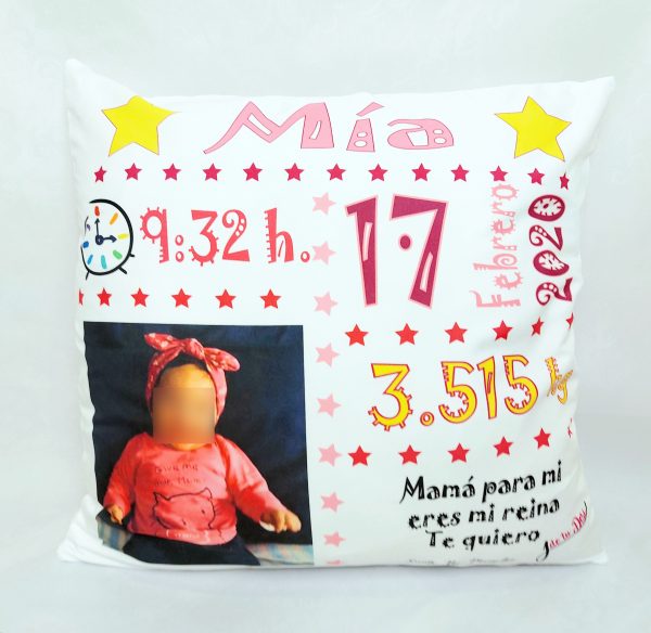 Cojín datos tono rosa