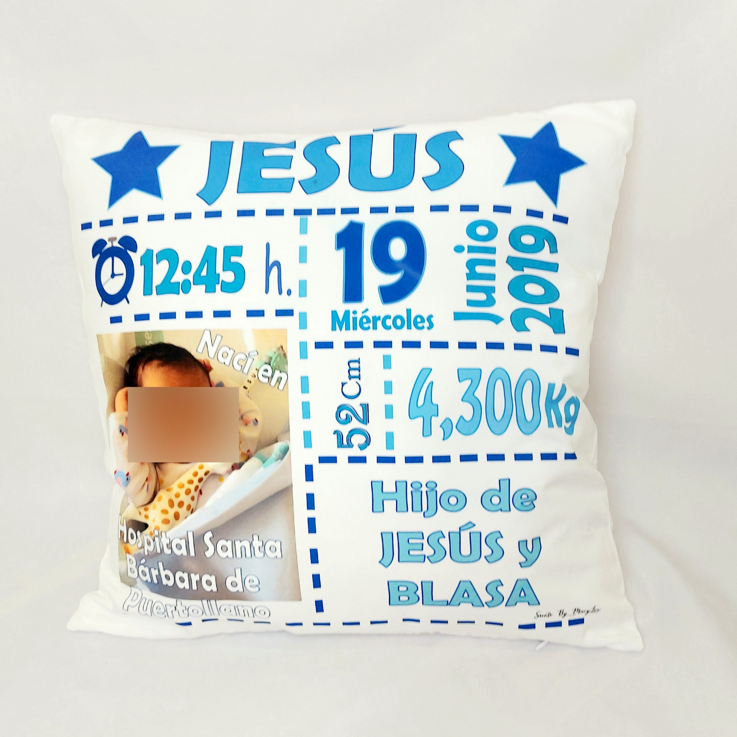 Cojín datos tono azul