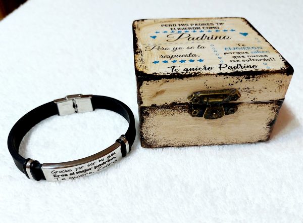 Pulsera padrino en caja madera - Imagen 5