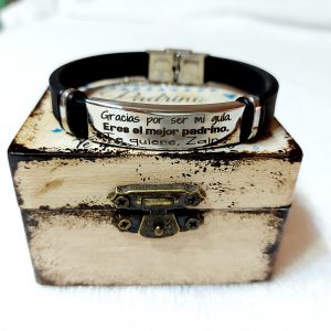 Pulsera padrino en caja madera