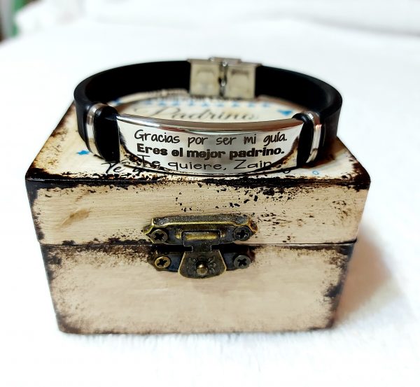 Pulsera padrino en caja madera