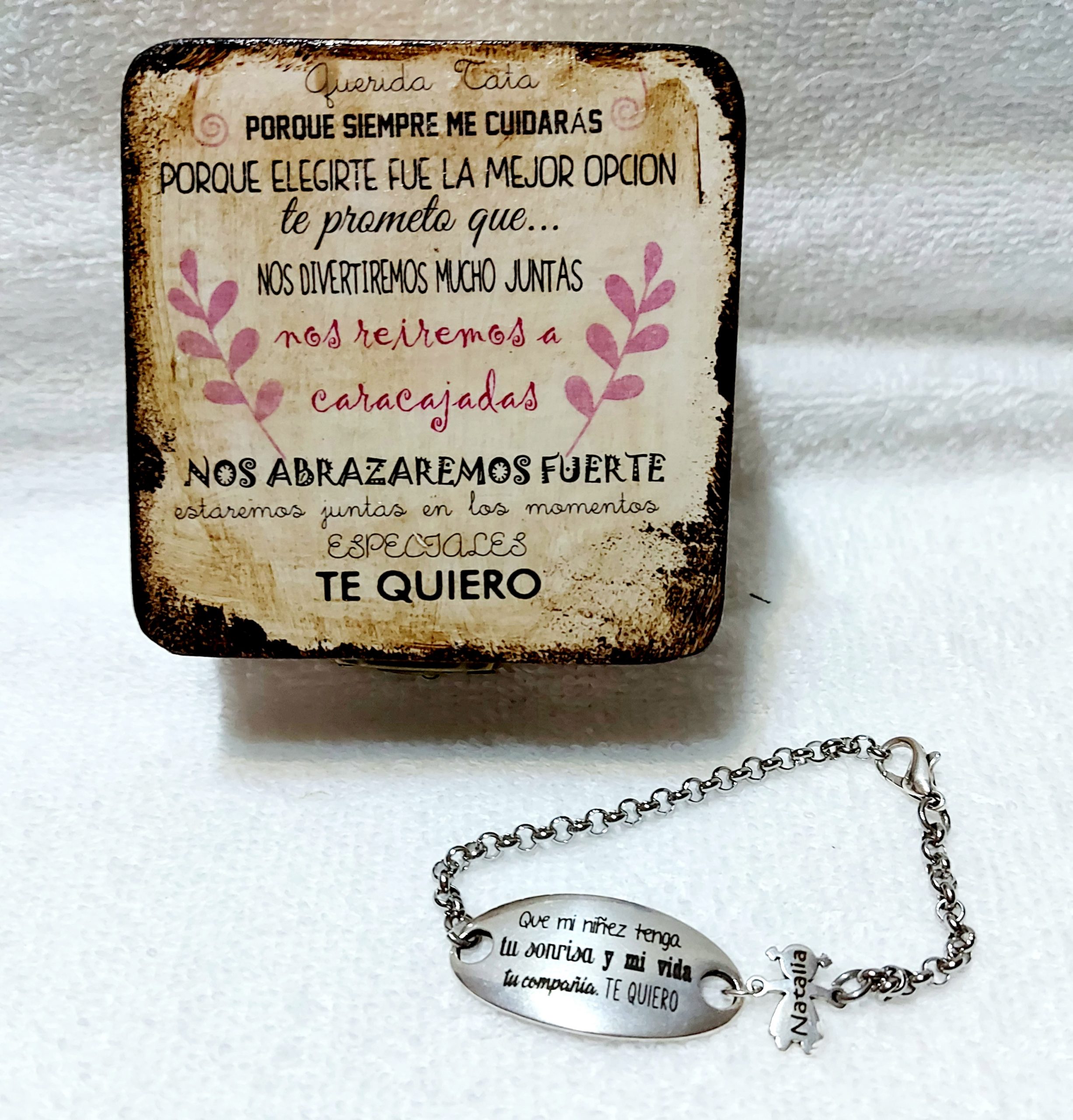 Pulsera ovalada madrina en caja de madera - Imagen 8