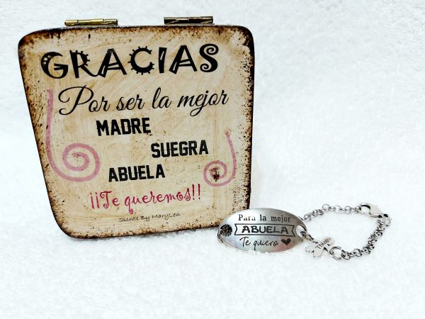 Pulsera ovalada madrina en caja de madera - Imagen 6