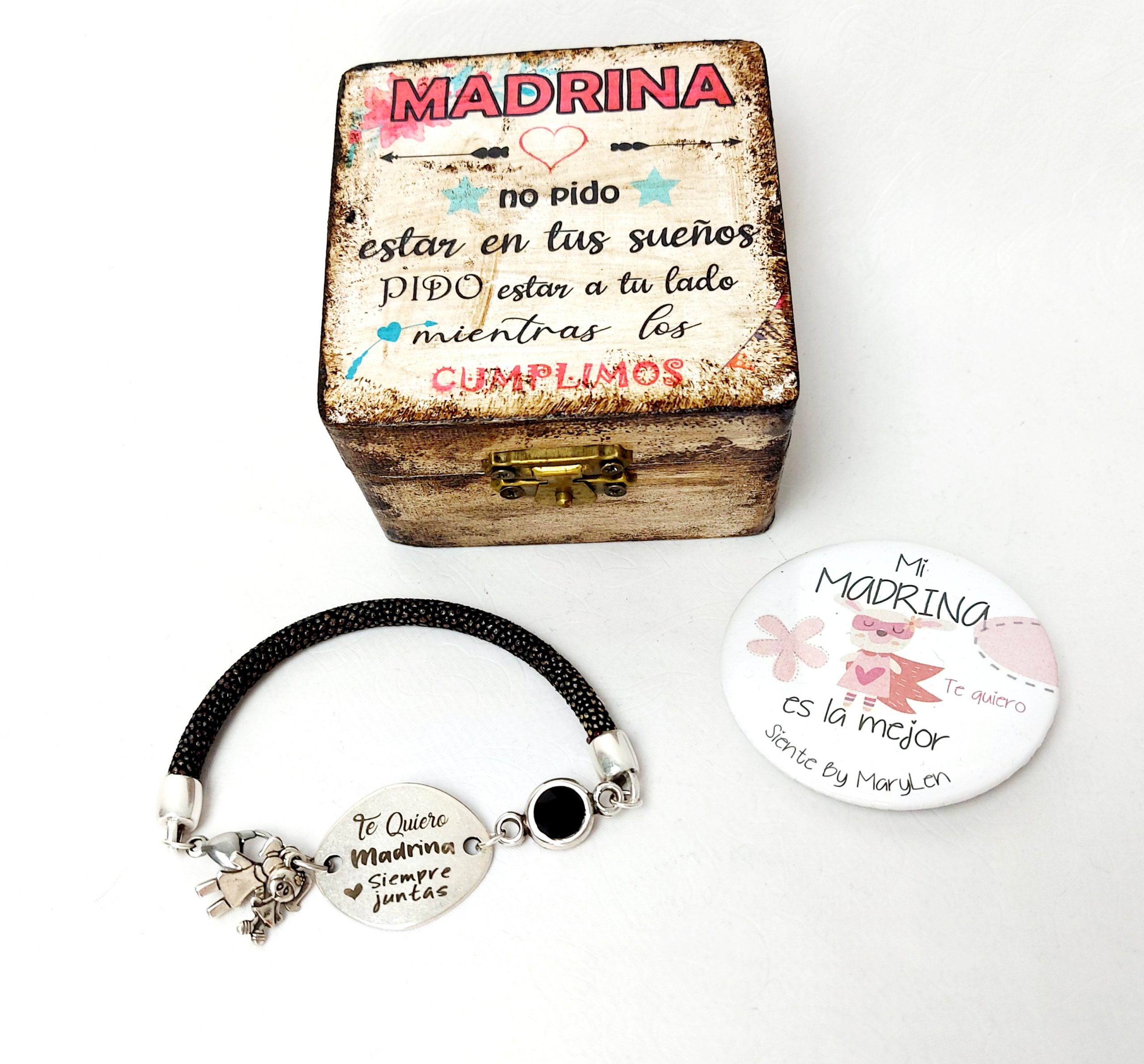Pulsera cordón pez en caja de madera - Imagen 2