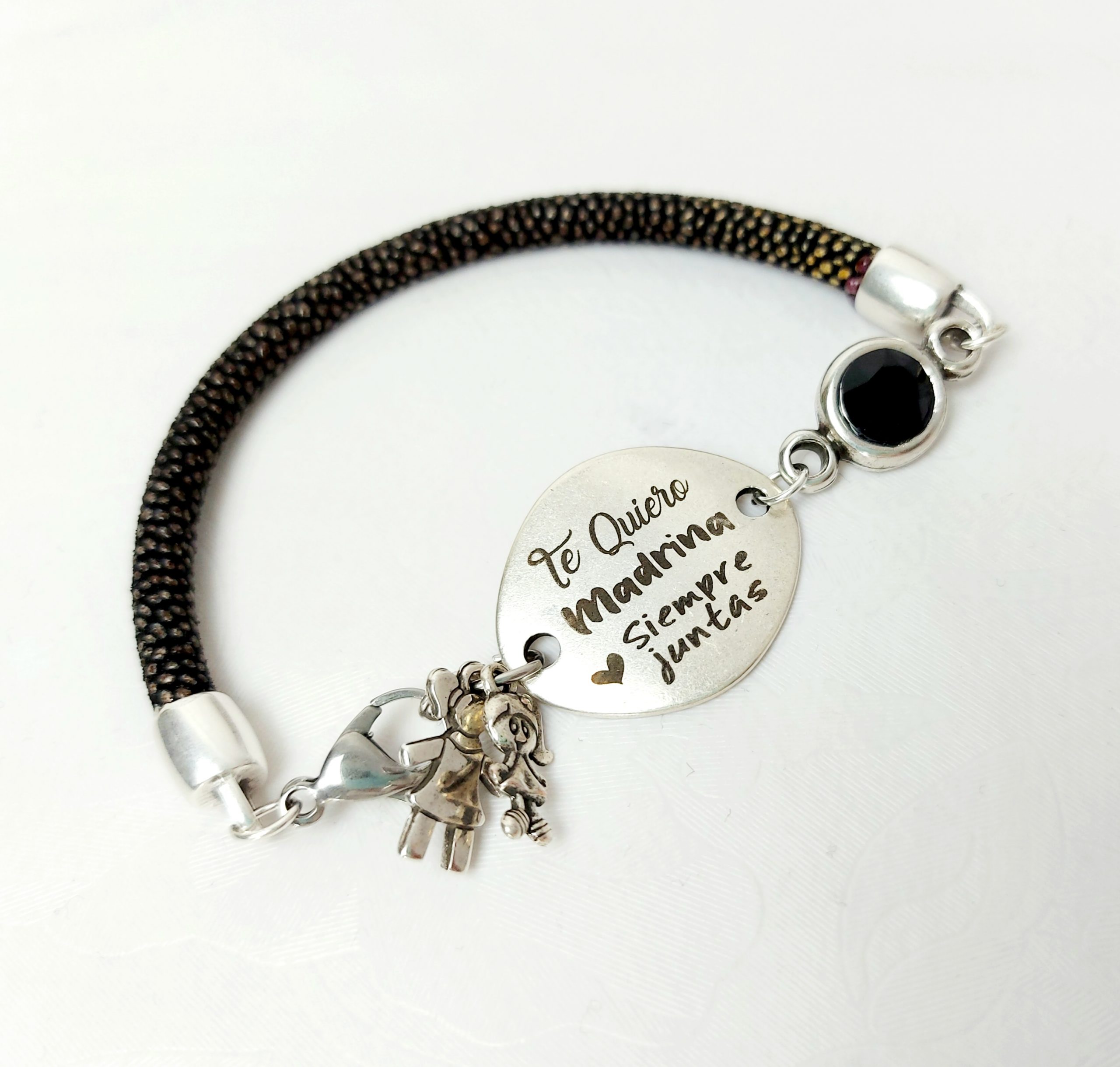 Pulsera cordón pez en caja de madera - Imagen 3