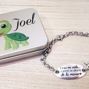 Pulsera ovalada madrina en caja de metal