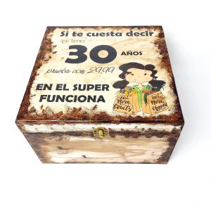 Caja de madera cumpleaños