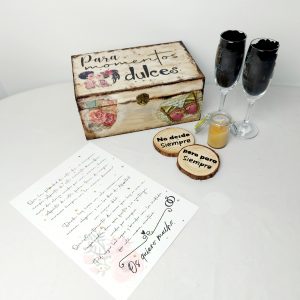 Pack novios en caja de madera