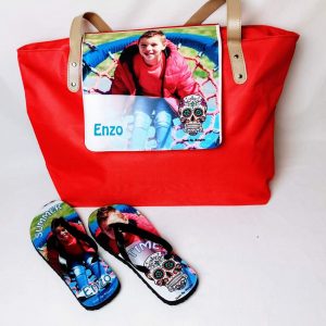 Bolso playa grande + chanclas