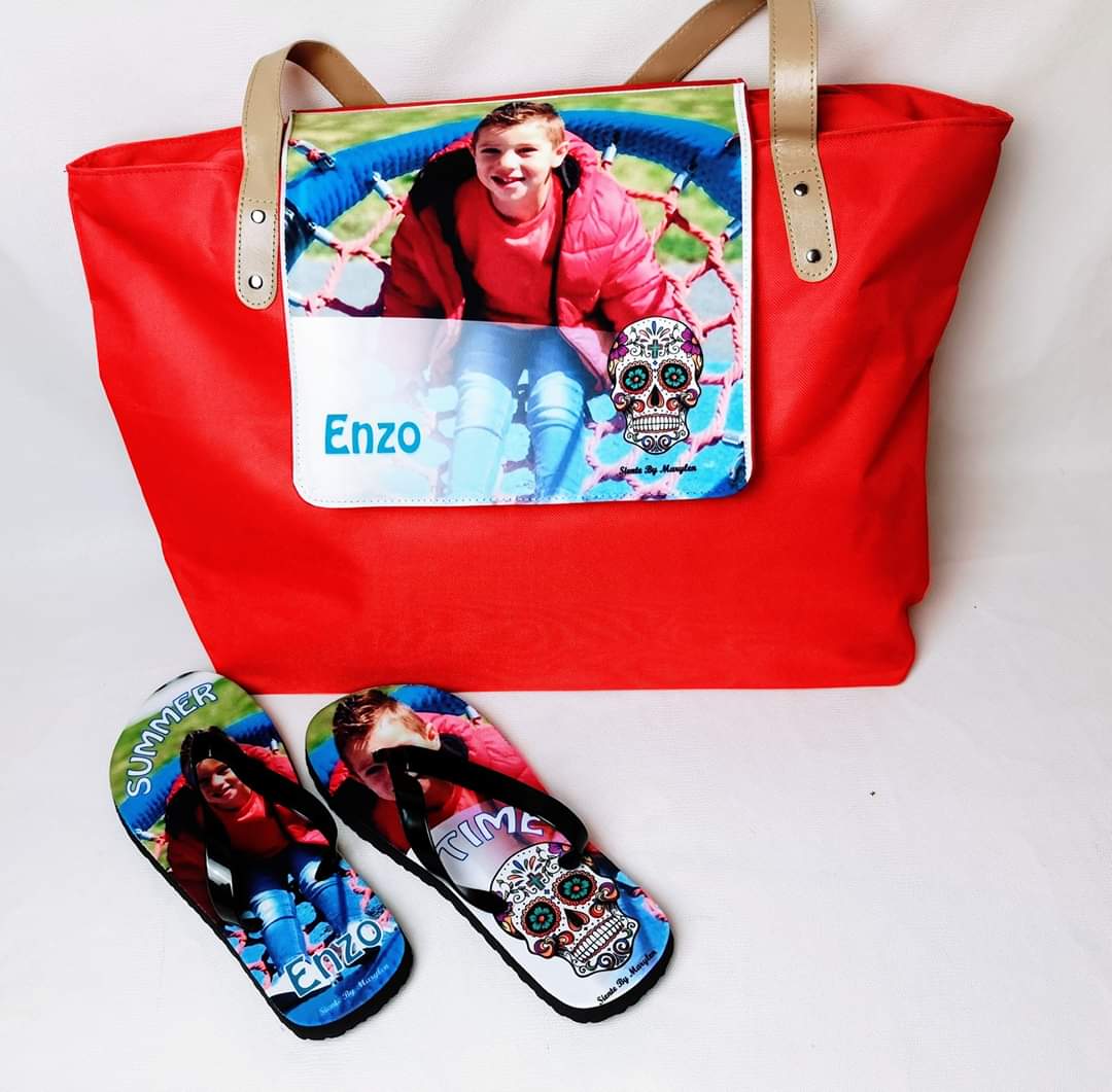 Bolso playa grande + chanclas