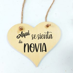 Placa corazón madera