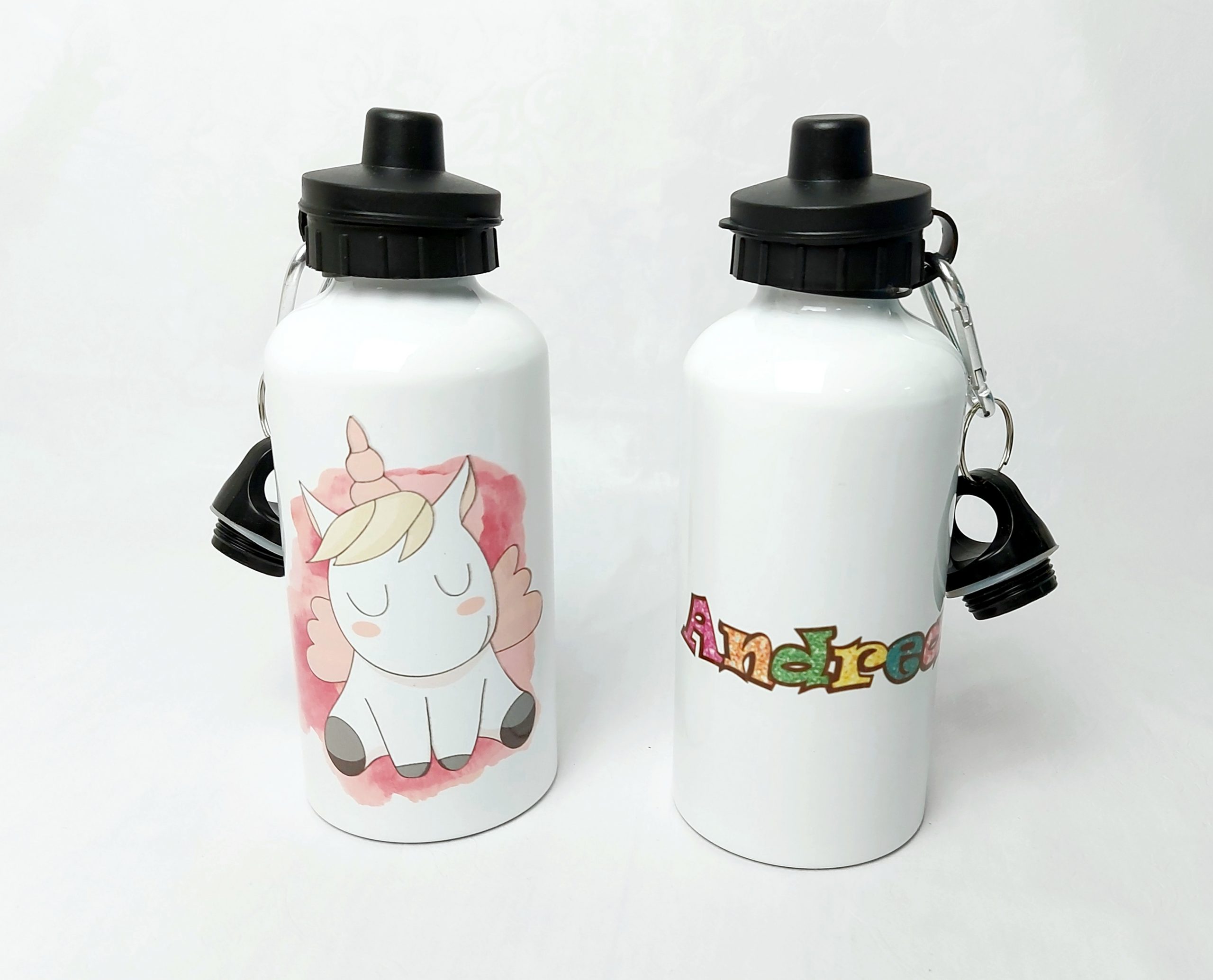 Botella aluminio, 2 tapones