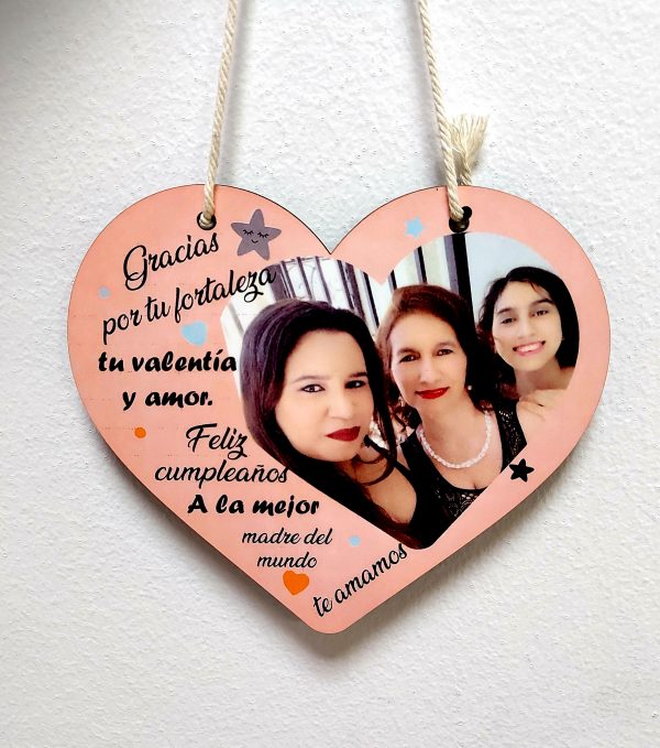 Corazón madera mamá