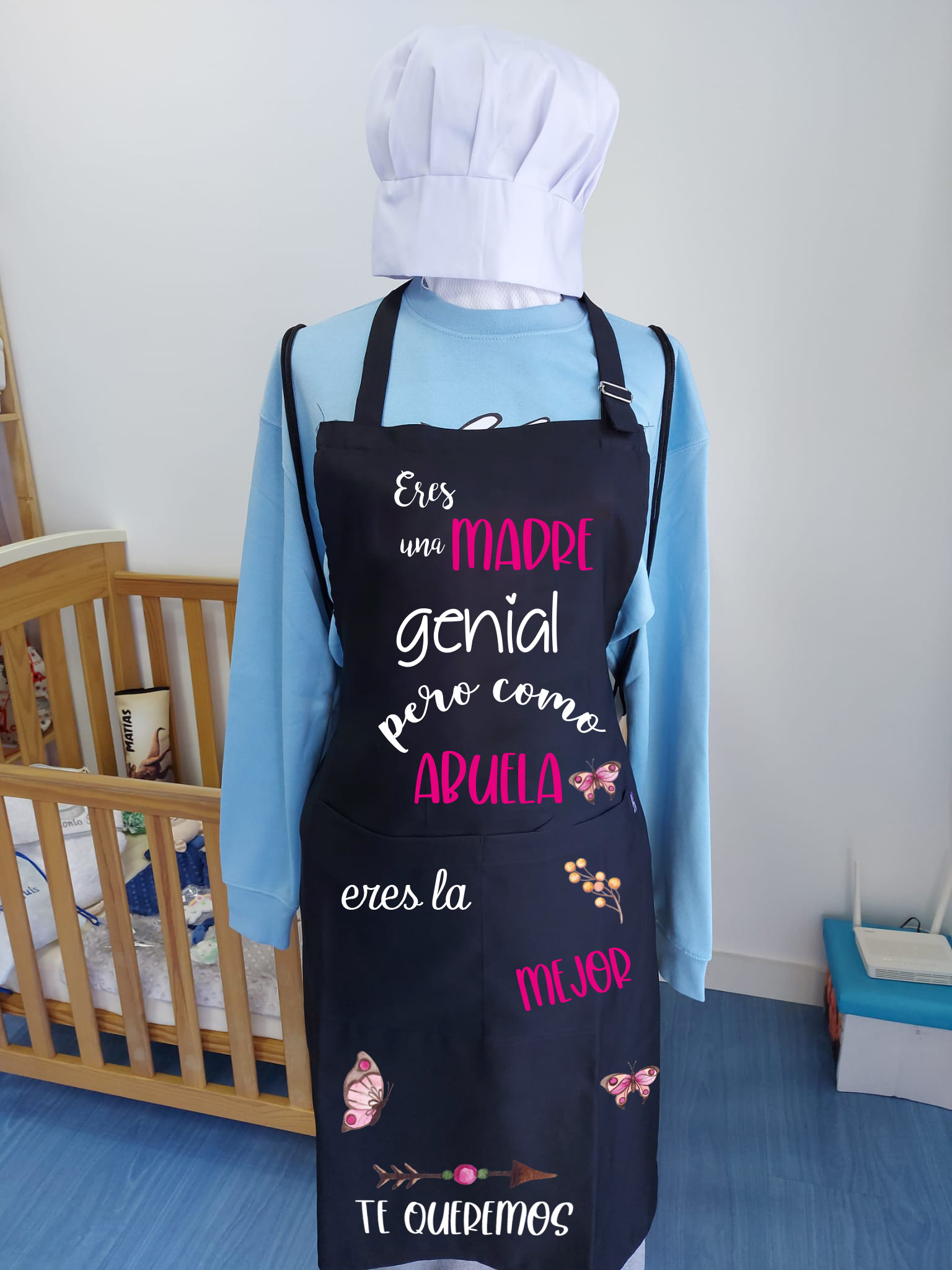 Delantal eres una madre genial, negro