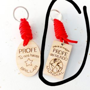 llavero profes madera