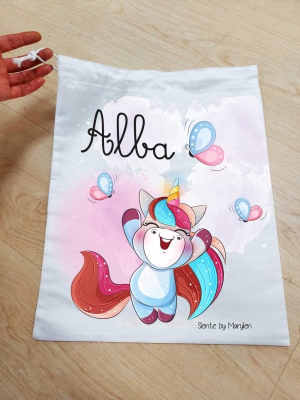 Bolsa desayuno unicornio mariposas