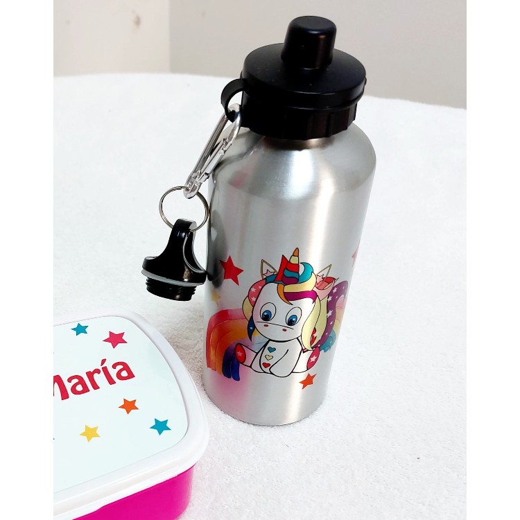 botella unicornio plata