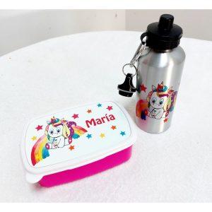 botella unicornio y fiambrera
