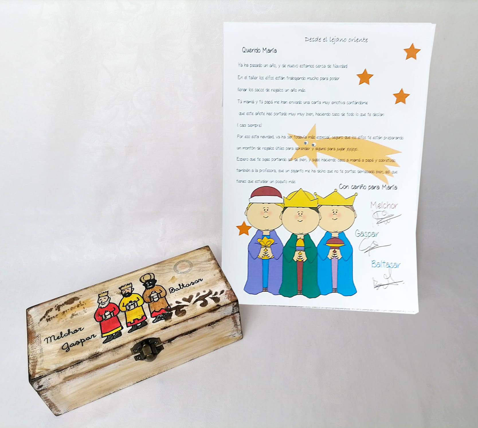 Carta Reyes Magos en caja de madera mod. 1