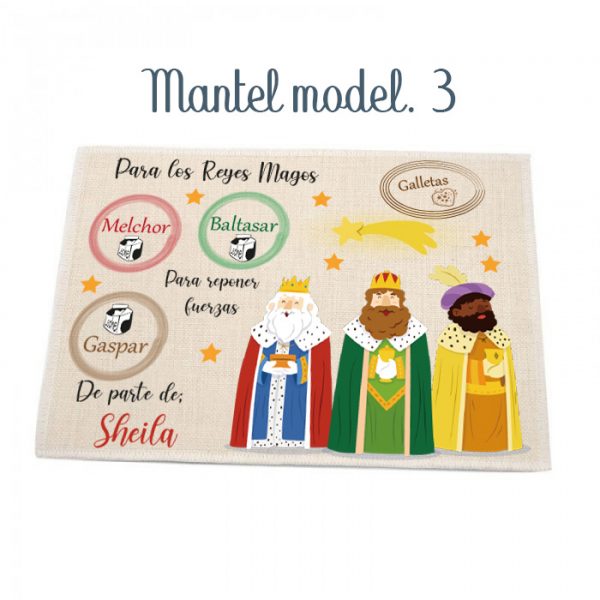 Mantel lino Reyes Magos mod.3 - Imagen 2
