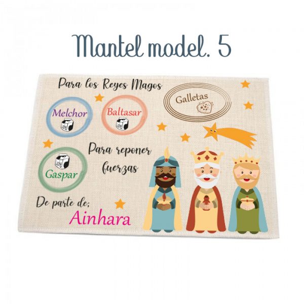 Mantel lino Reyes Magos mod.5 - Imagen 2