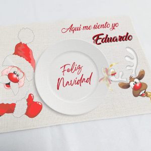 Mantel lino Papá Noel  y Reno