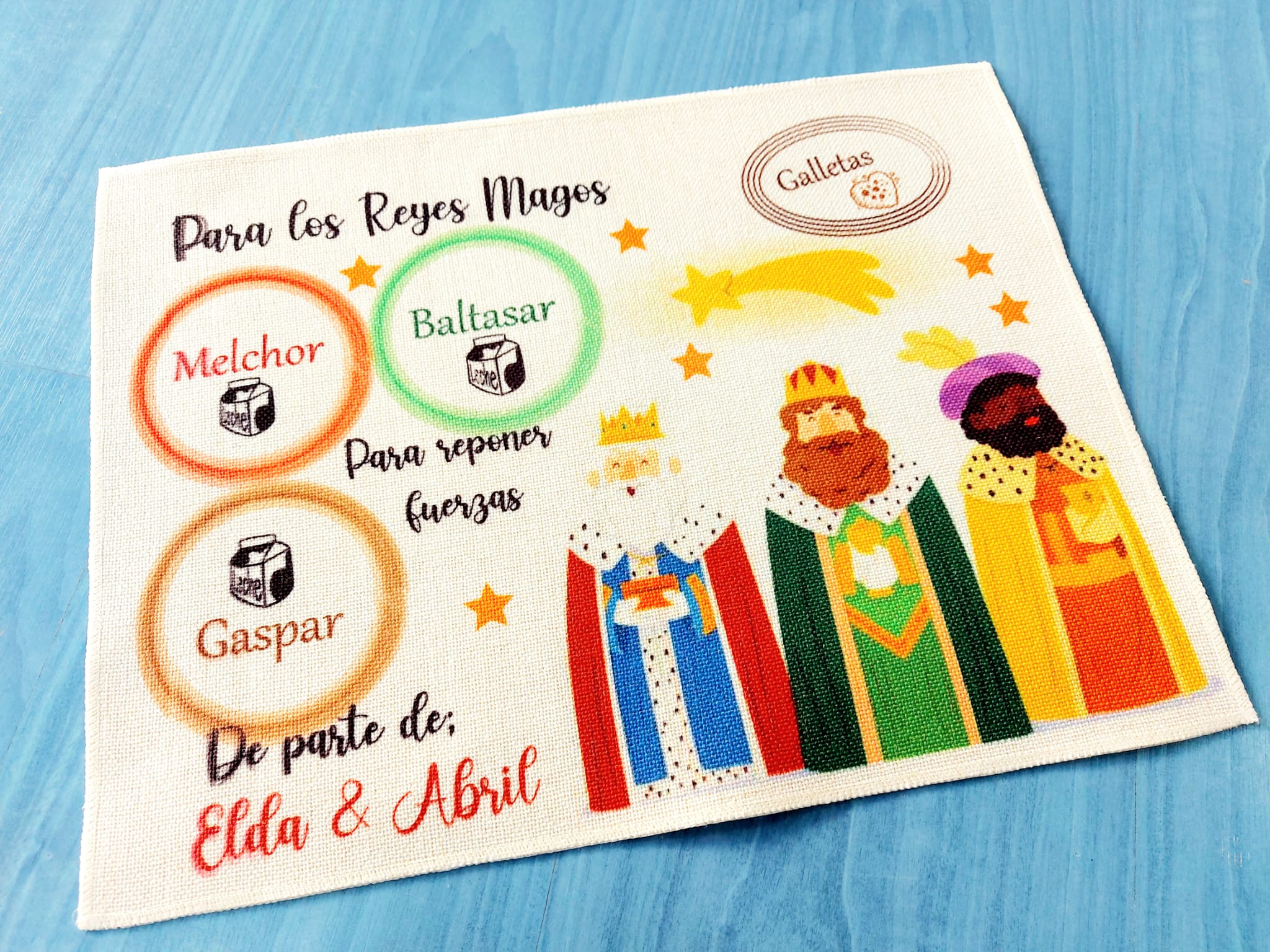Mantel lino Reyes Magos mod.3