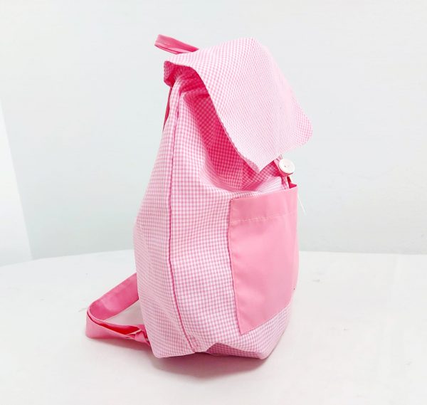 Mochila tela cuadritos rosa - Imagen 2