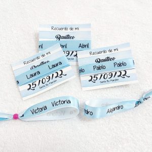 Pulseras tela nombre azul