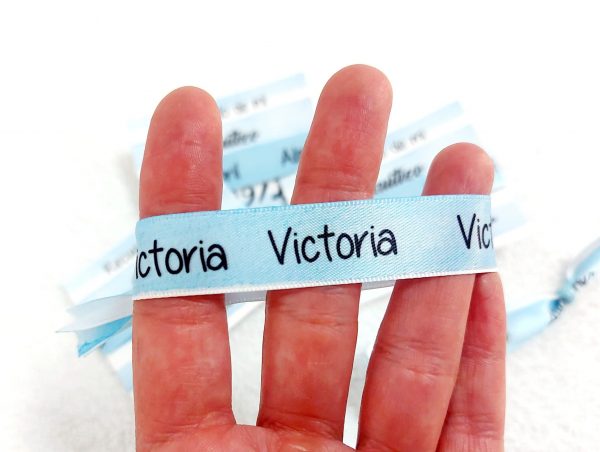 Pulseras tela nombre azul - Imagen 6
