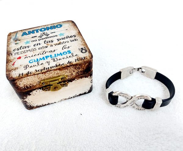 Pack 2 Pulsera infinito en caja de madera - Imagen 4