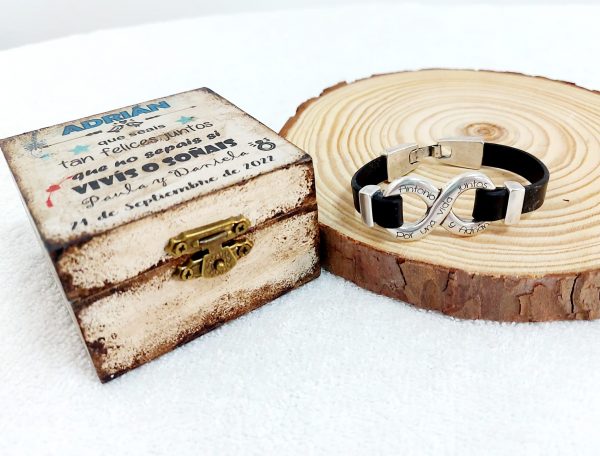 Pack 2 Pulsera infinito en caja de madera - Imagen 5