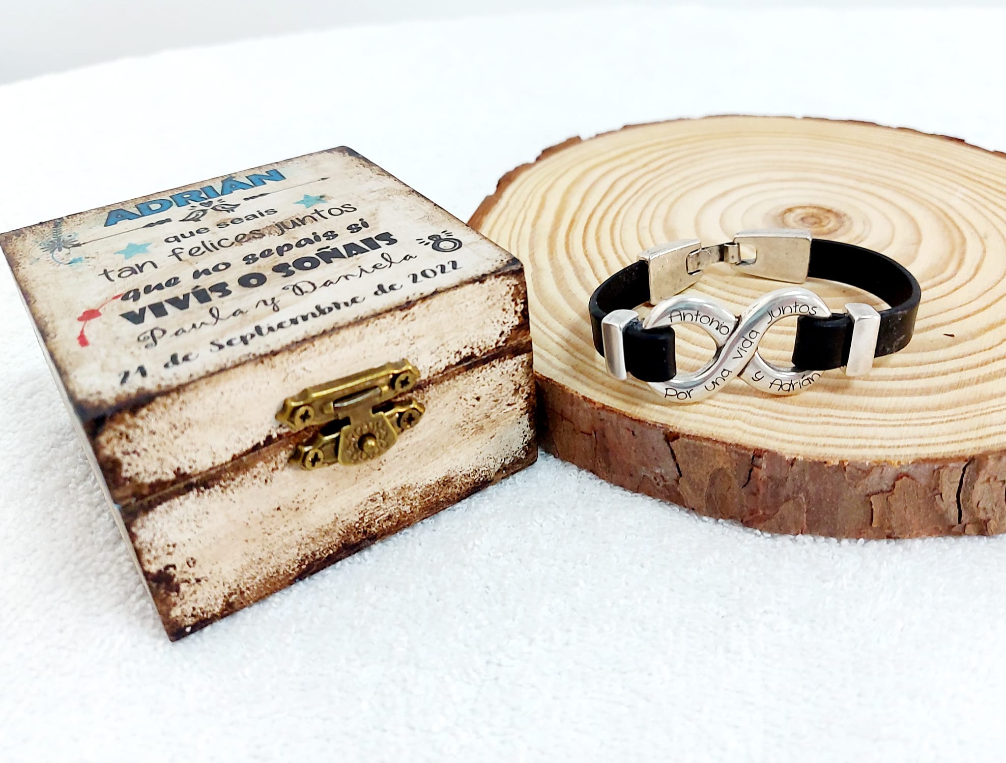 Pack 2 Pulsera infinito en caja de madera - Imagen 5