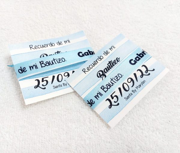 Pulseras tela nombre azul - Imagen 4