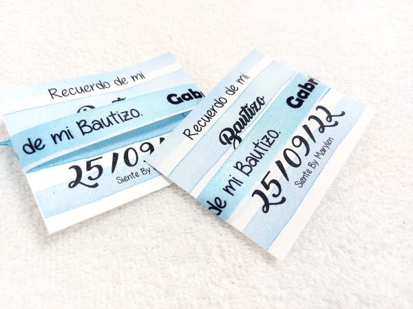 Pulseras tela nombre azul - Imagen 2