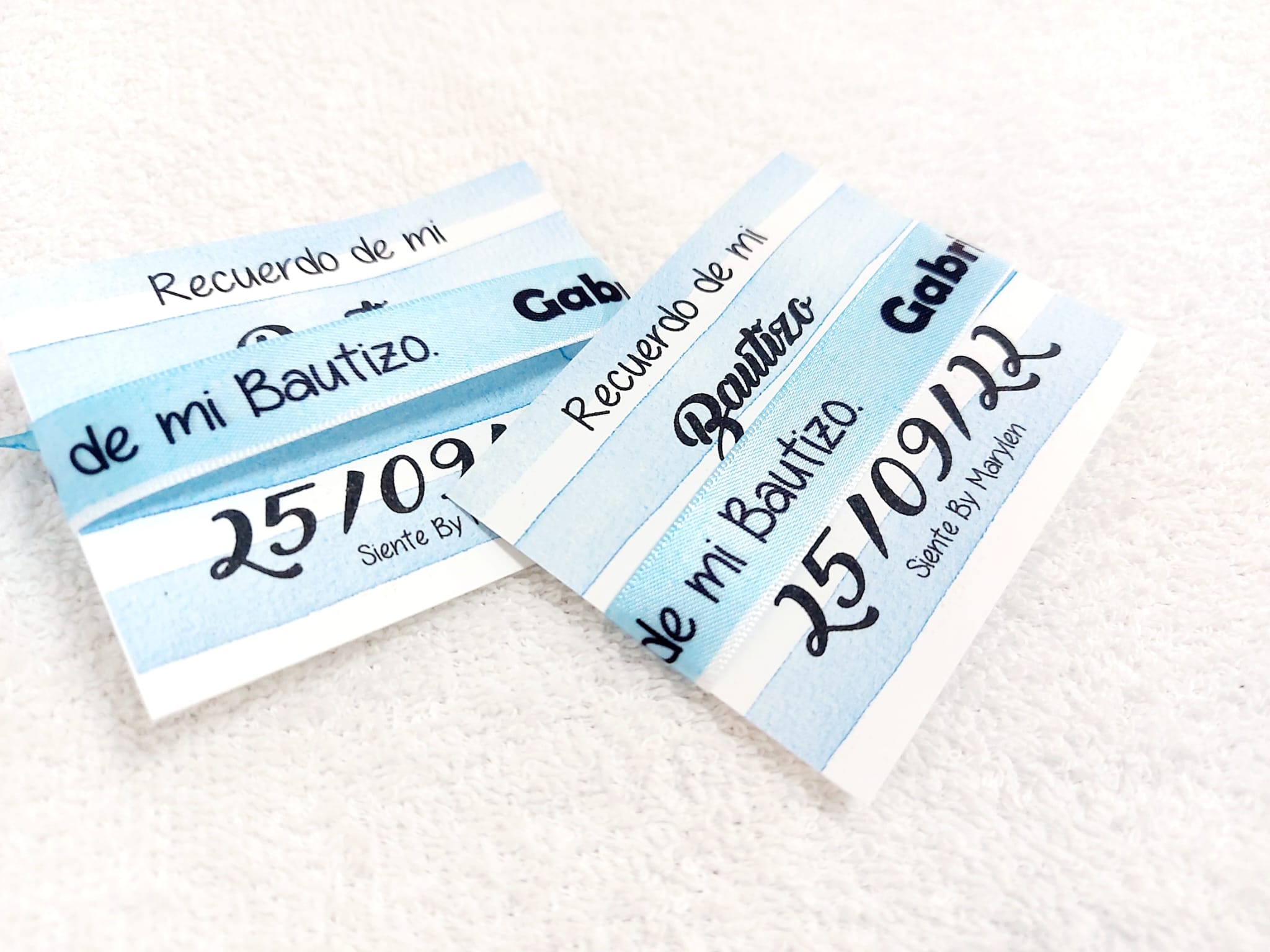 Pulseras tela nombre azul - Imagen 2