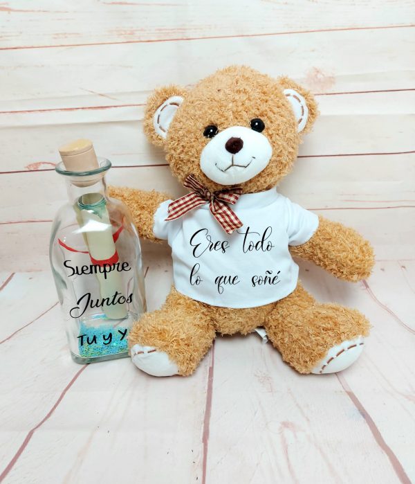 Oso peluche con botella