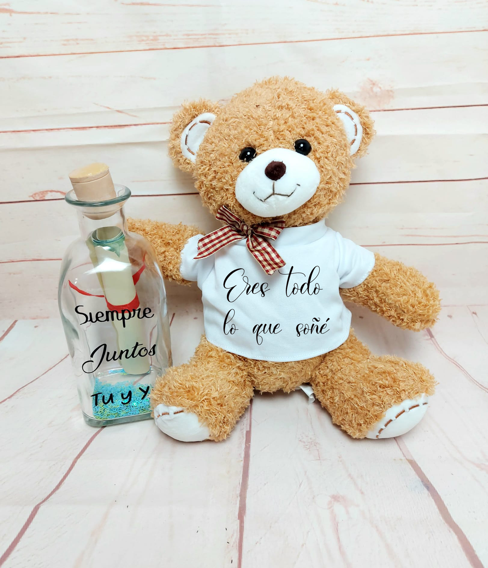 Oso peluche con botella