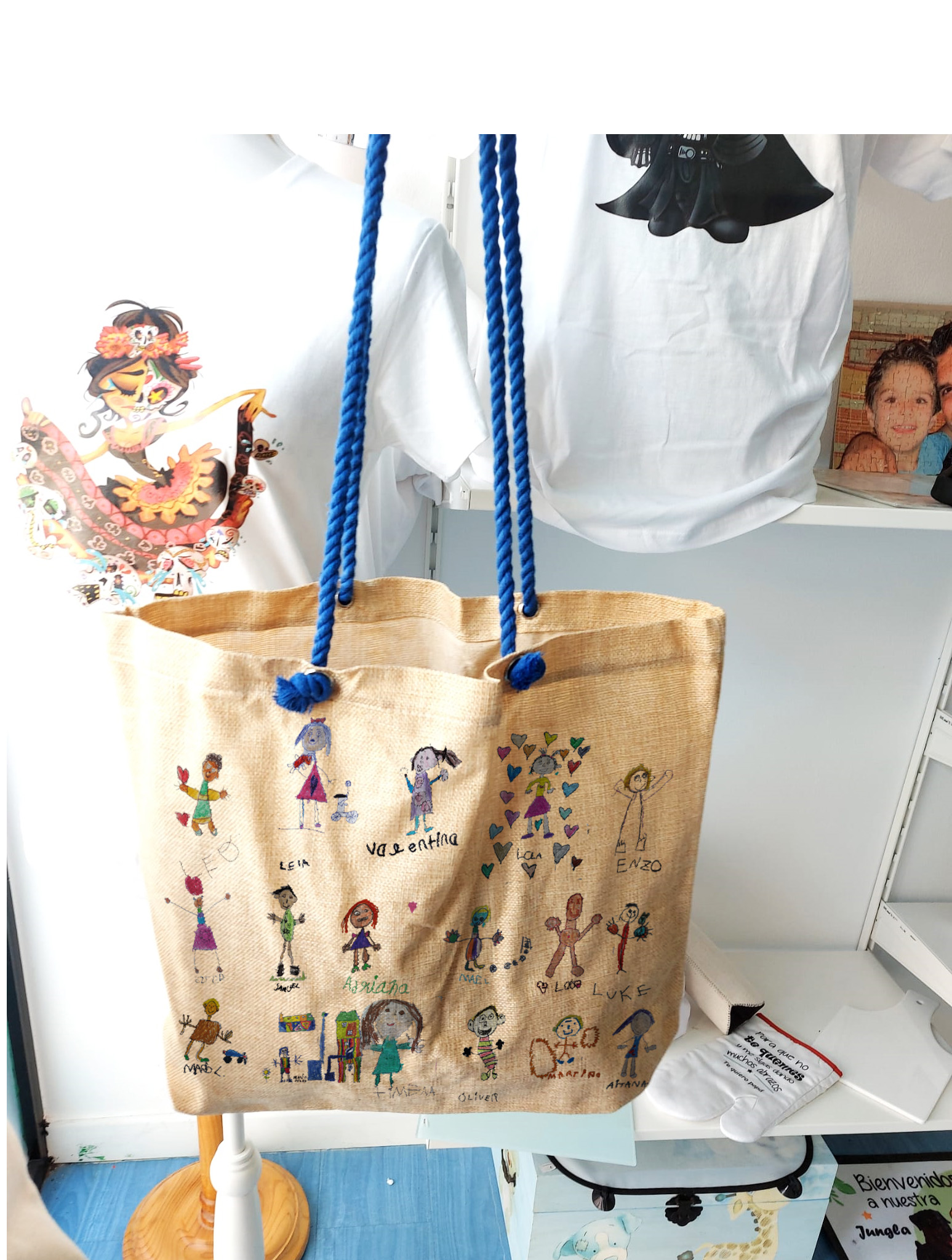 Bolso cuerdas dibujo alumnos
