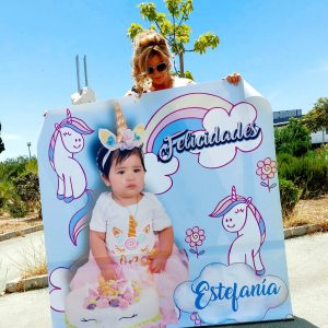 Lona  cumple unicornio 2.5 x 2.5 m