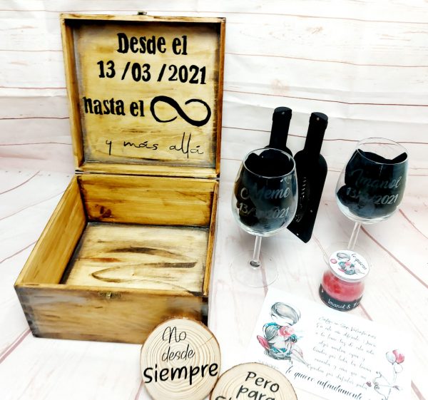 Pack copas en caja de madera - Imagen 6