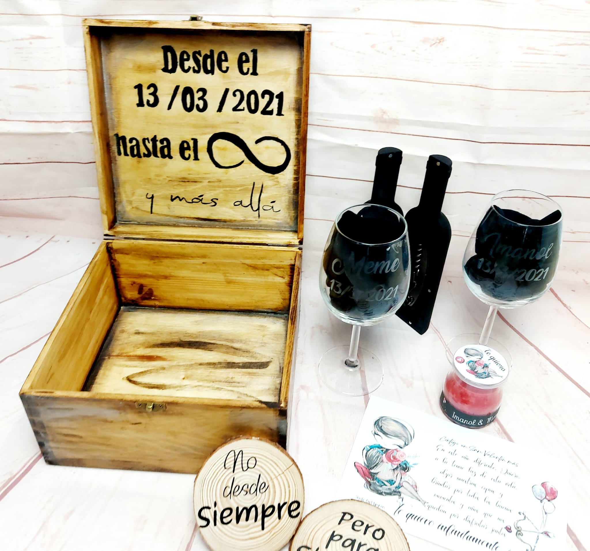 Pack copas en caja de madera - Imagen 6