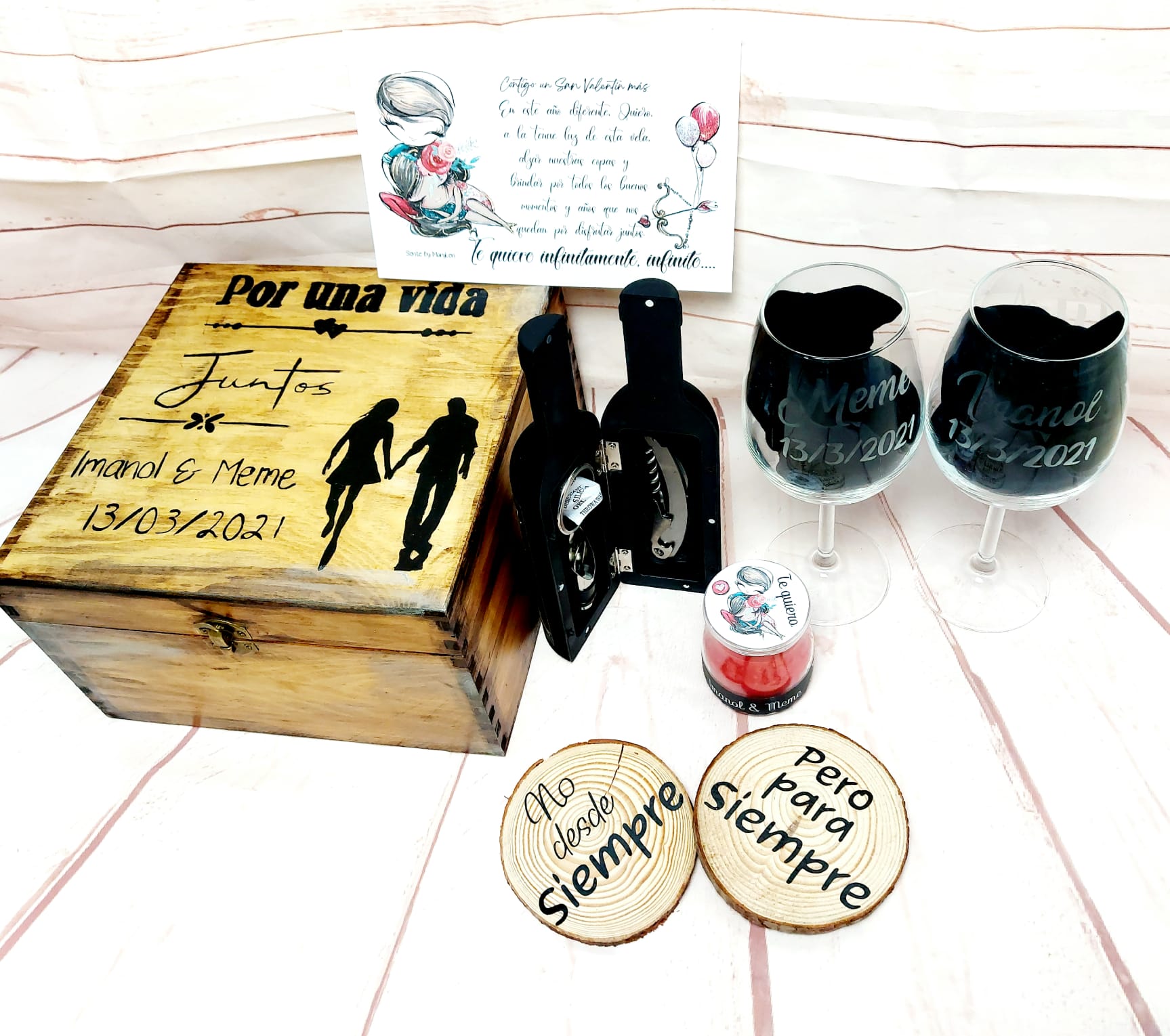 Pack copas en caja de madera - Imagen 3