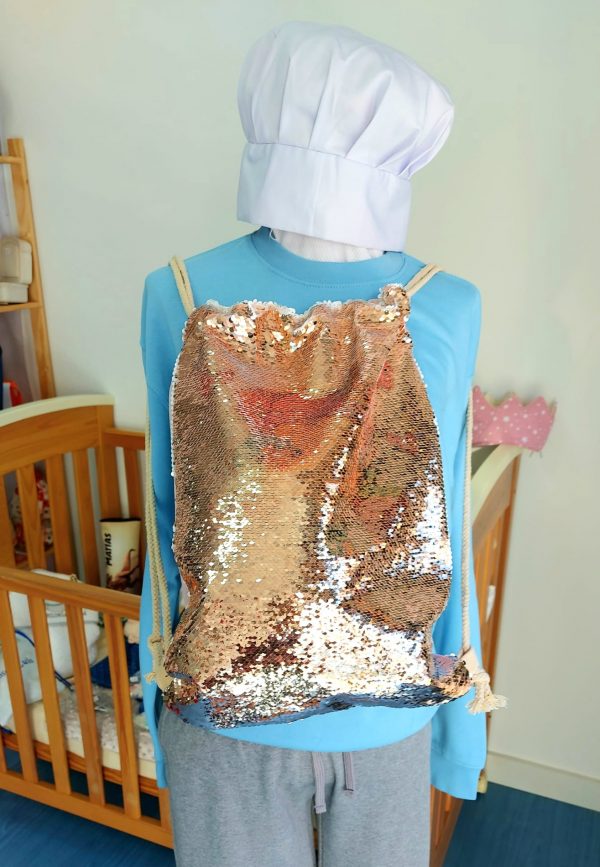 Mochila lentejuelas doradas - Imagen 3