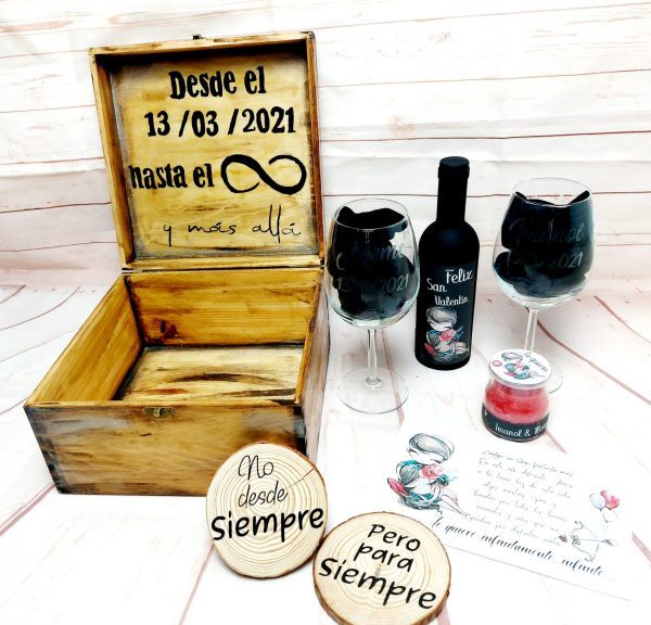 Pack copas en caja de madera - Imagen 5