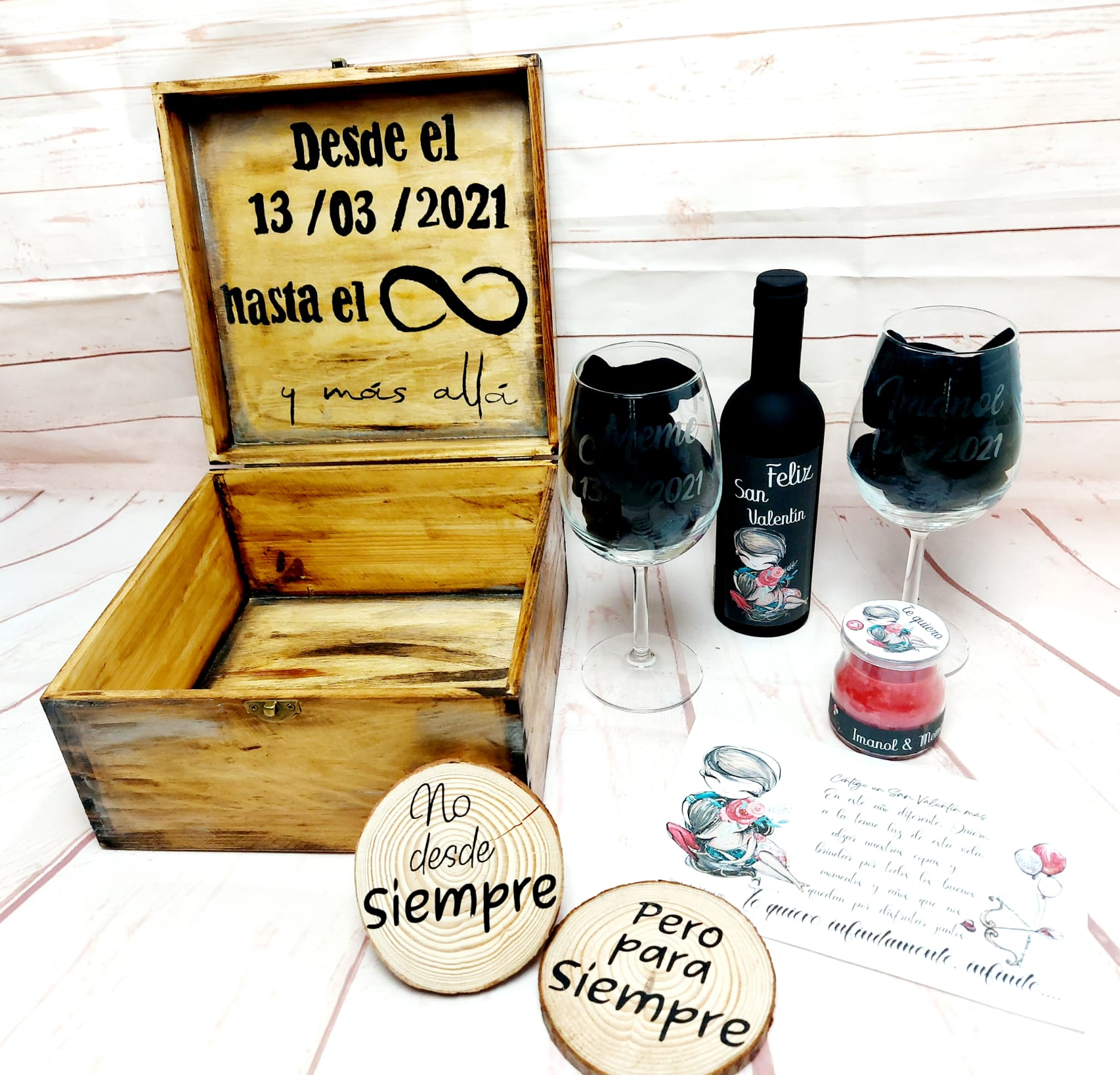 Pack copas en caja de madera - Imagen 5