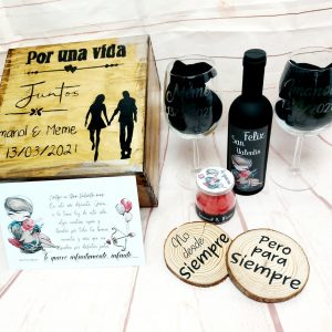 Pack copas en caja de madera